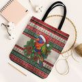 Aussie Rainbow Lorikeets Christmas Tote Bag Festive Knitted Pattern Inspired