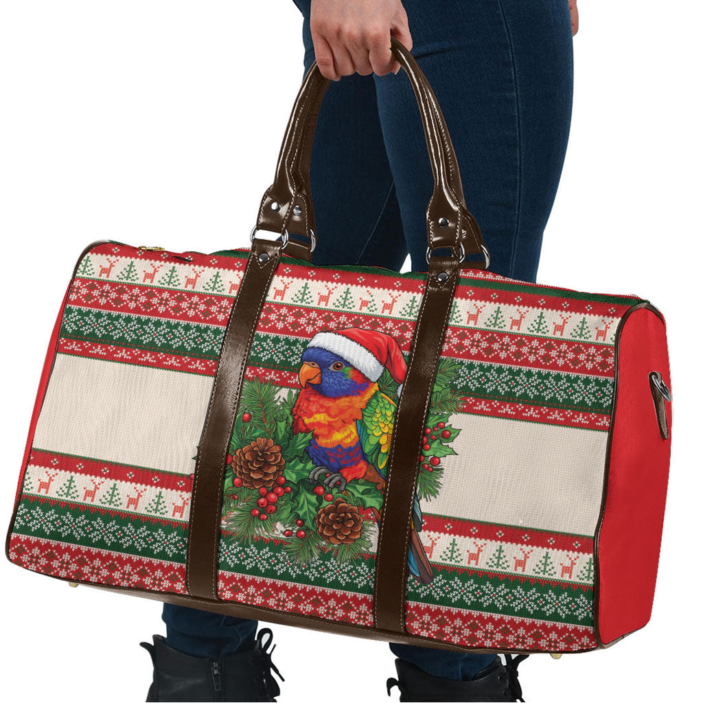 Aussie Rainbow Lorikeets Christmas Travel Bag Festive Knitted Pattern Inspired