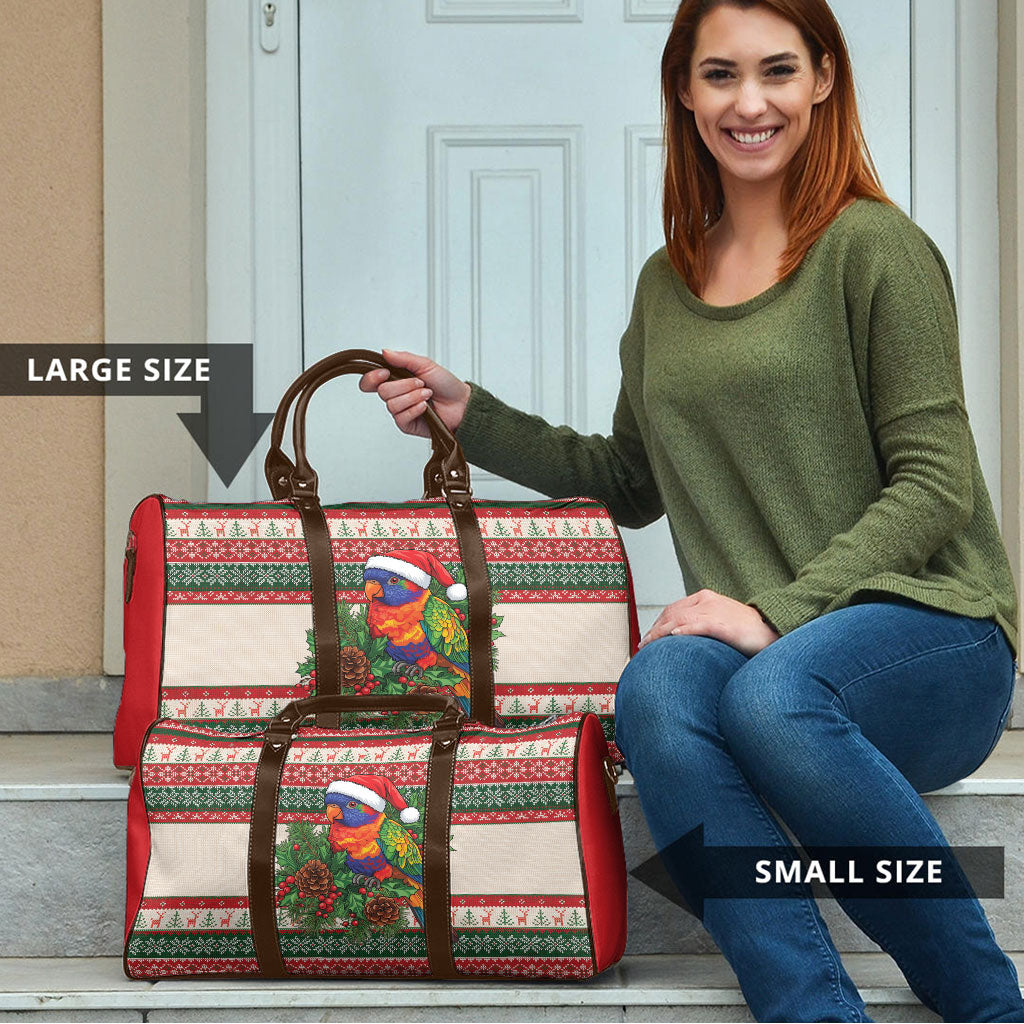 Aussie Rainbow Lorikeets Christmas Travel Bag Festive Knitted Pattern Inspired