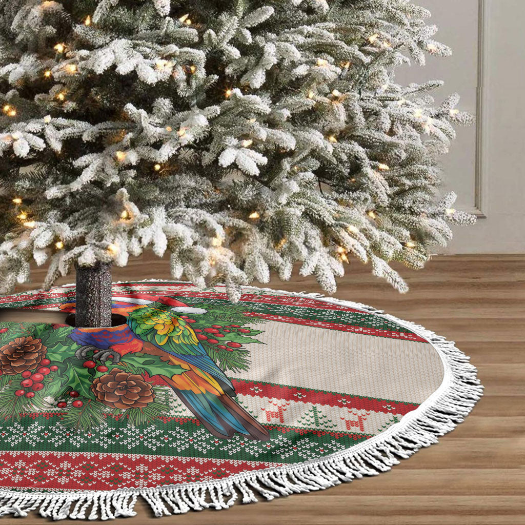 Aussie Rainbow Lorikeets Christmas Tree Skirt Festive Knitted Pattern Inspired