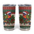 Aussie Rainbow Lorikeets Christmas Tumbler Cup Festive Knitted Pattern Inspired