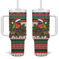 Aussie Rainbow Lorikeets Christmas Tumbler With Handle Festive Knitted Pattern Inspired