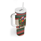 Aussie Rainbow Lorikeets Christmas Tumbler With Handle Festive Knitted Pattern Inspired