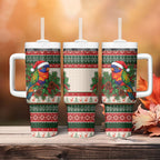 Aussie Rainbow Lorikeets Christmas Tumbler With Handle Festive Knitted Pattern Inspired