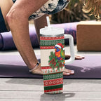 Aussie Rainbow Lorikeets Christmas Tumbler With Handle Festive Knitted Pattern Inspired