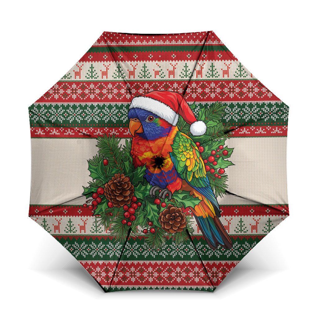 Aussie Rainbow Lorikeets Christmas Umbrella Festive Knitted Pattern Inspired