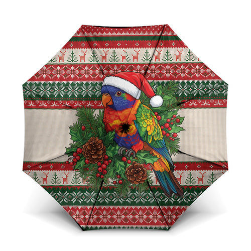 Aussie Rainbow Lorikeets Christmas Umbrella Festive Knitted Pattern Inspired