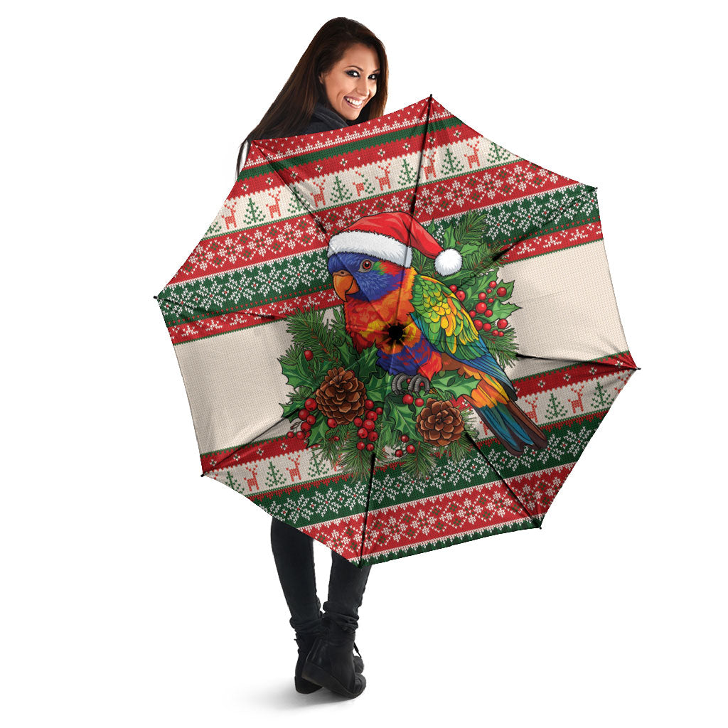 Aussie Rainbow Lorikeets Christmas Umbrella Festive Knitted Pattern Inspired