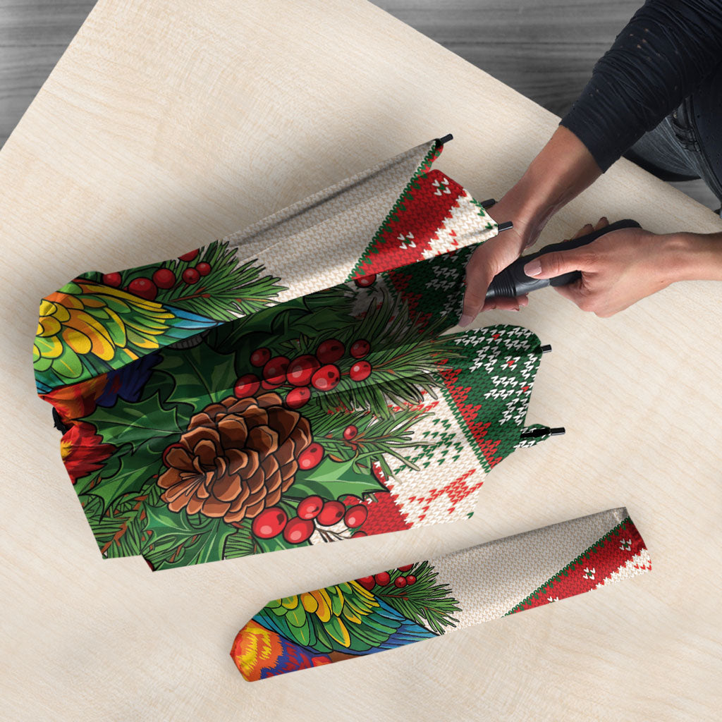 Aussie Rainbow Lorikeets Christmas Umbrella Festive Knitted Pattern Inspired