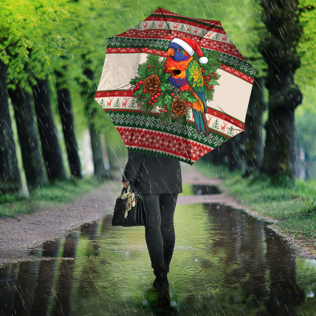 Aussie Rainbow Lorikeets Christmas Umbrella Festive Knitted Pattern Inspired