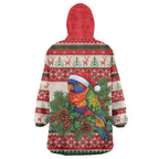 Aussie Rainbow Lorikeets Christmas Wearable Blanket Hoodie Festive Knitted Pattern Inspired