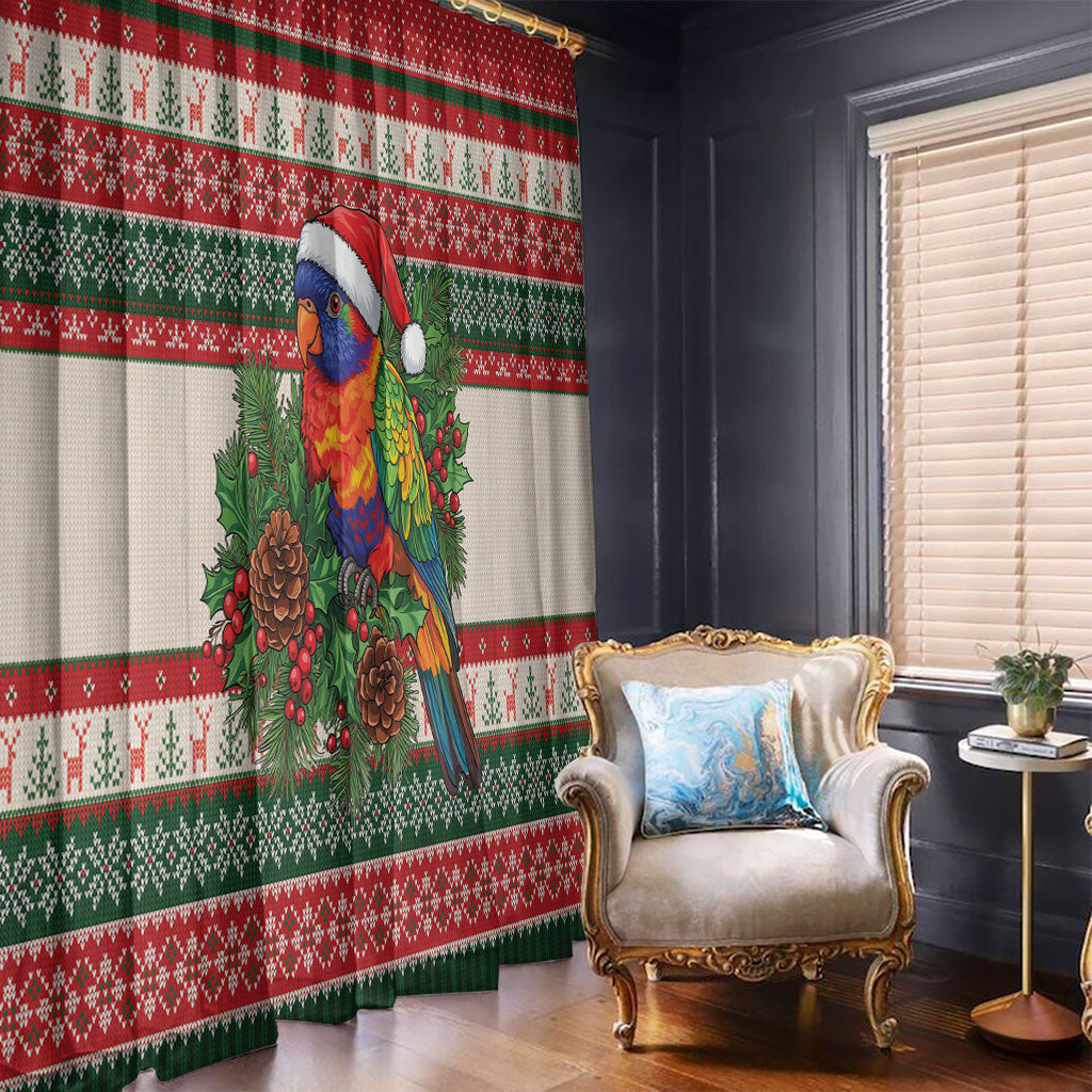 Aussie Rainbow Lorikeets Christmas Window Curtain Festive Knitted Pattern Inspired