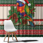 Aussie Rainbow Lorikeets Christmas Window Curtain Festive Knitted Pattern Inspired