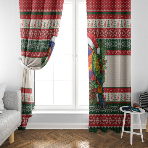 Aussie Rainbow Lorikeets Christmas Window Curtain Festive Knitted Pattern Inspired