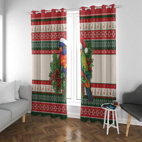 Aussie Rainbow Lorikeets Christmas Window Curtain Festive Knitted Pattern Inspired