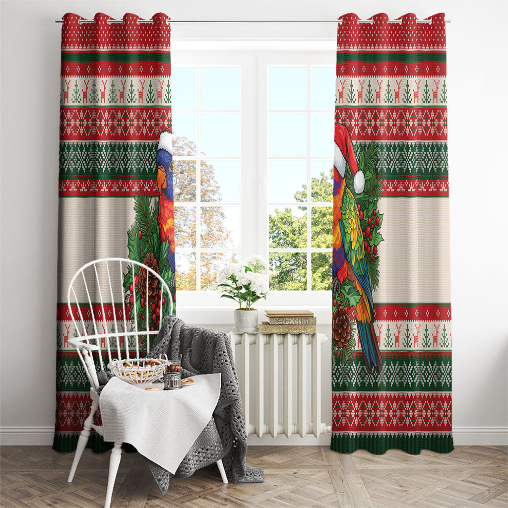 Aussie Rainbow Lorikeets Christmas Window Curtain Festive Knitted Pattern Inspired