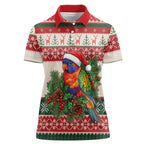 Aussie Rainbow Lorikeets Christmas Women Polo Shirt Festive Knitted Pattern Inspired