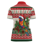 Aussie Rainbow Lorikeets Christmas Women Polo Shirt Festive Knitted Pattern Inspired