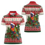 Aussie Rainbow Lorikeets Christmas Women Polo Shirt Festive Knitted Pattern Inspired