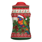 Aussie Rainbow Lorikeets Christmas Women Sleeveless Polo Shirt Festive Knitted Pattern Inspired
