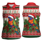 Aussie Rainbow Lorikeets Christmas Women Sleeveless Polo Shirt Festive Knitted Pattern Inspired