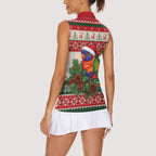 Aussie Rainbow Lorikeets Christmas Women Sleeveless Polo Shirt Festive Knitted Pattern Inspired