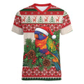 Aussie Rainbow Lorikeets Christmas Women V-Neck T-Shirt Festive Knitted Pattern Inspired