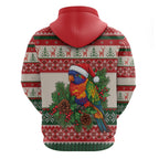 Aussie Rainbow Lorikeets Christmas Zip Hoodie Festive Knitted Pattern Inspired