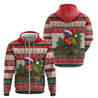 Aussie Rainbow Lorikeets Christmas Zip Hoodie Festive Knitted Pattern Inspired