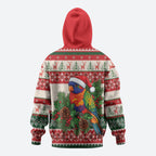 Aussie Rainbow Lorikeets Christmas Zip Hoodie Festive Knitted Pattern Inspired