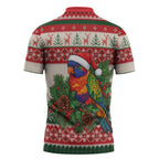 Aussie Rainbow Lorikeets Christmas Zipper Polo Shirt Festive Knitted Pattern Inspired