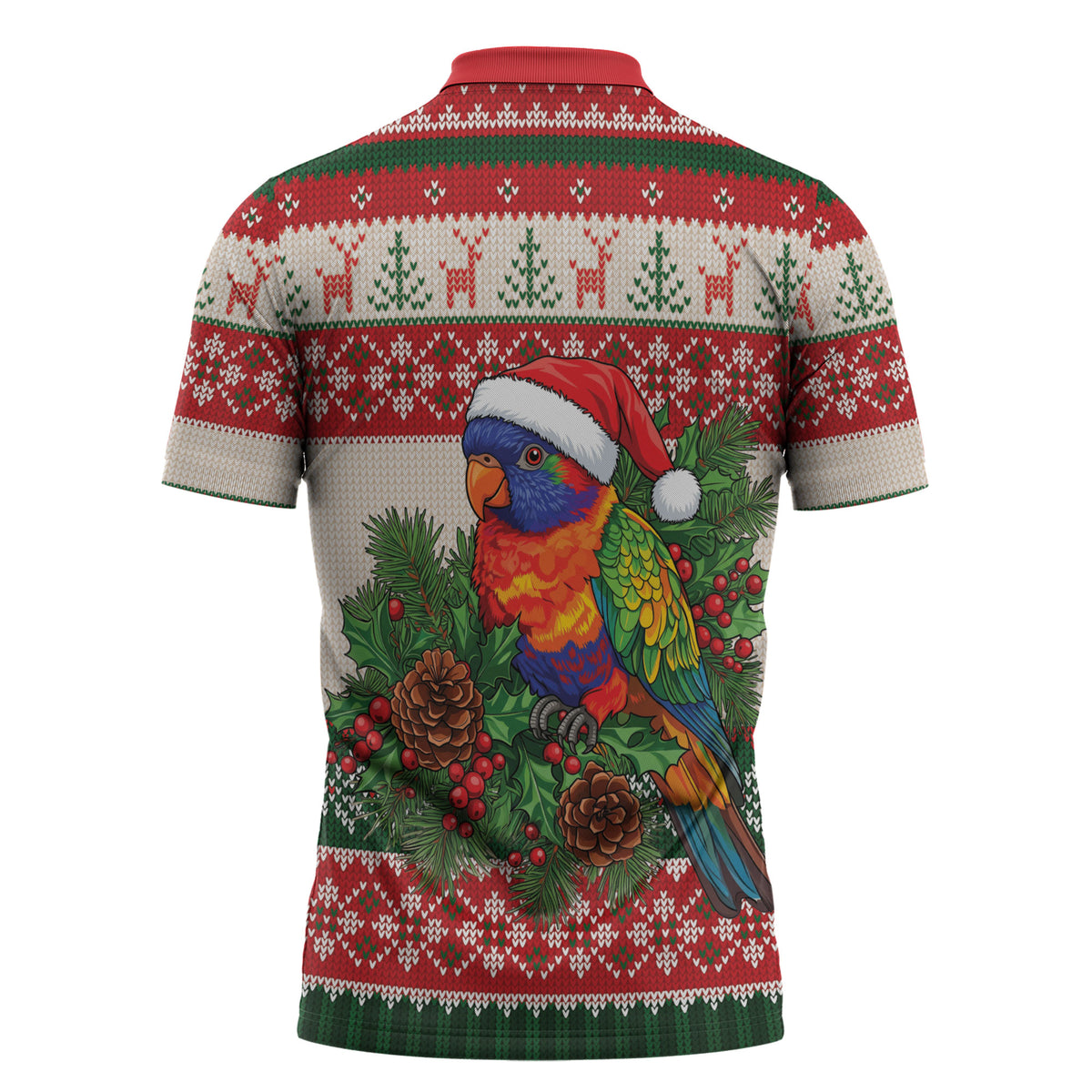 Aussie Rainbow Lorikeets Christmas Zipper Polo Shirt Festive Knitted Pattern Inspired