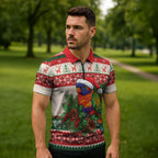 Aussie Rainbow Lorikeets Christmas Zipper Polo Shirt Festive Knitted Pattern Inspired
