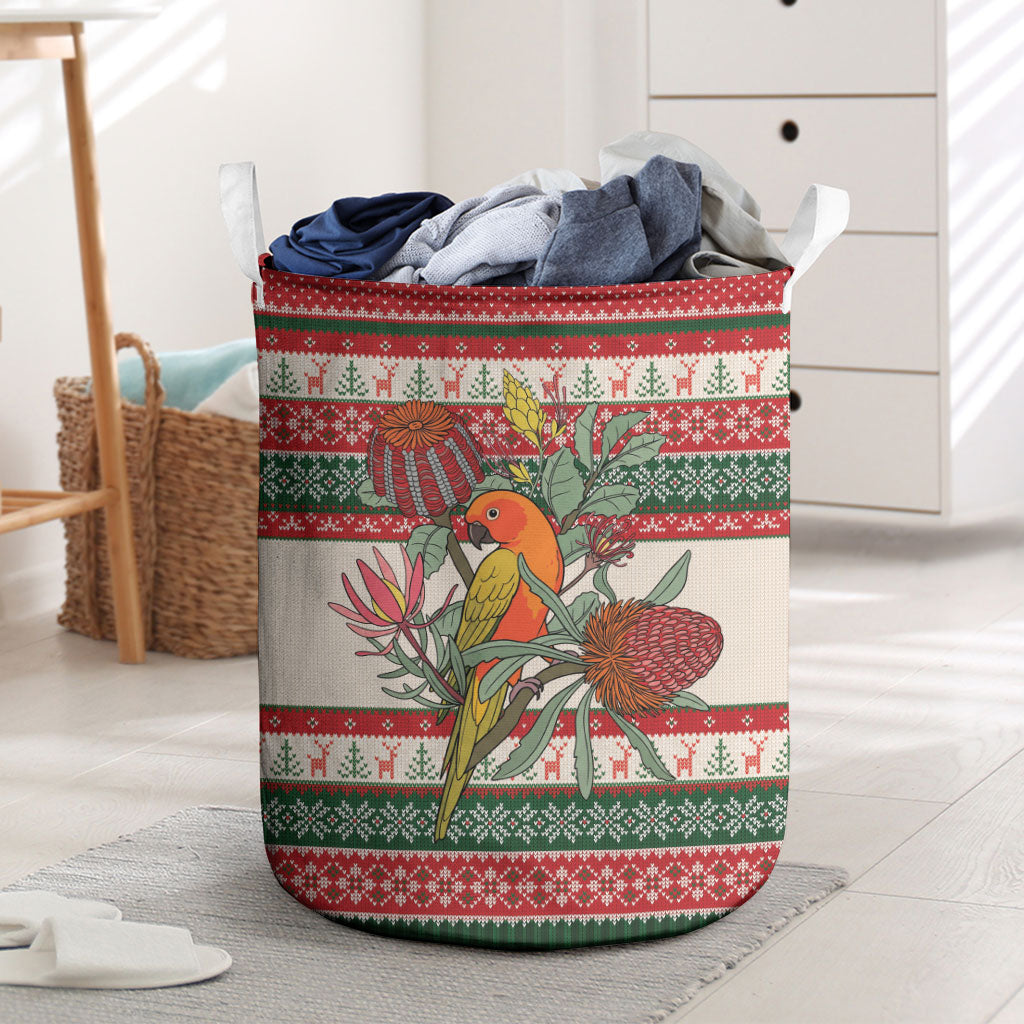 Aussie Sun Parakeet Christmas Laundry Basket Festive Knitted Pattern Inspired