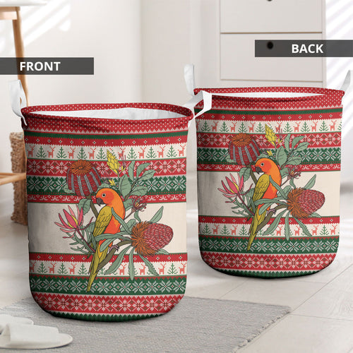 Aussie Sun Parakeet Christmas Laundry Basket Festive Knitted Pattern Inspired