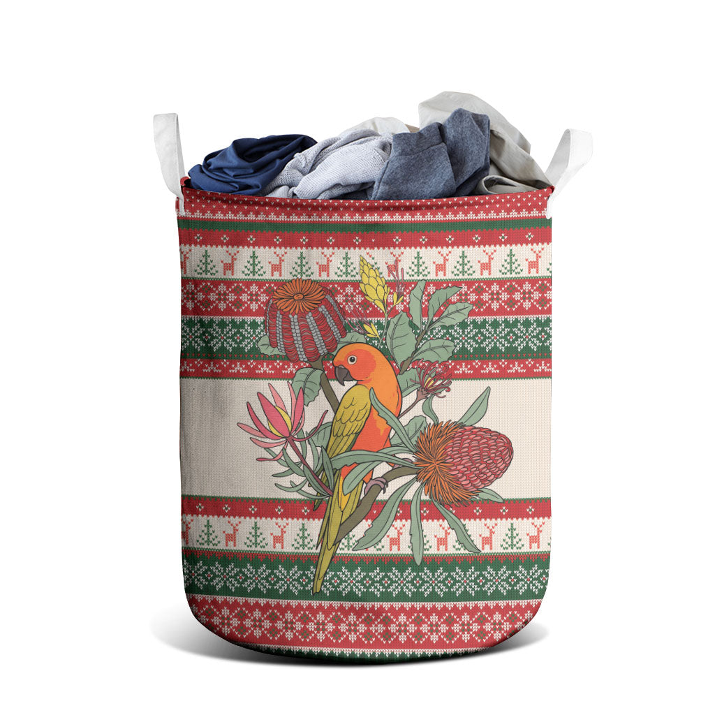 Aussie Sun Parakeet Christmas Laundry Basket Festive Knitted Pattern Inspired