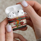 Aussie Sun Parakeet Christmas AirPods Case Festive Knitted Pattern Inspired