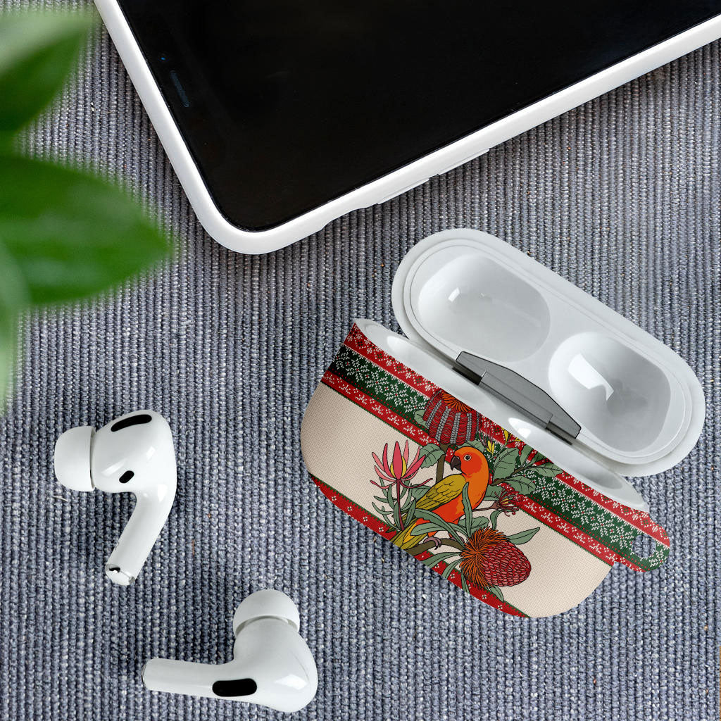 Aussie Sun Parakeet Christmas AirPods Case Festive Knitted Pattern Inspired