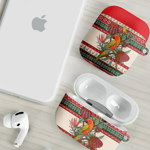 Aussie Sun Parakeet Christmas AirPods Case Festive Knitted Pattern Inspired