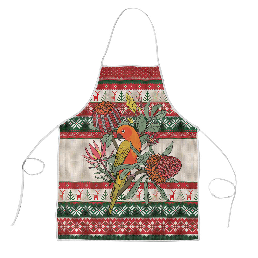 Aussie Sun Parakeet Christmas Apron Festive Knitted Pattern Inspired
