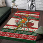 Aussie Sun Parakeet Christmas Area Rug Festive Knitted Pattern Inspired