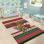 Aussie Sun Parakeet Christmas Area Rug Festive Knitted Pattern Inspired