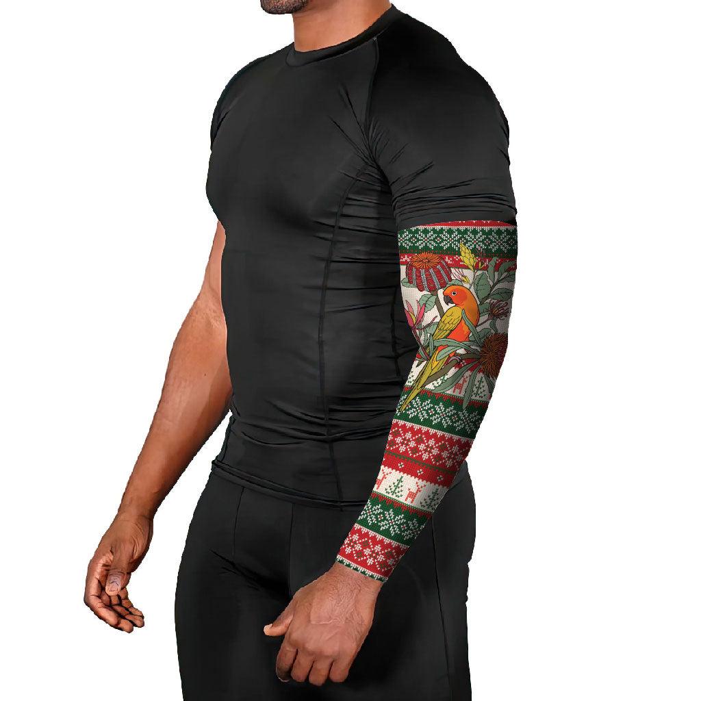 Aussie Sun Parakeet Christmas Arm Sleeves Festive Knitted Pattern Inspired