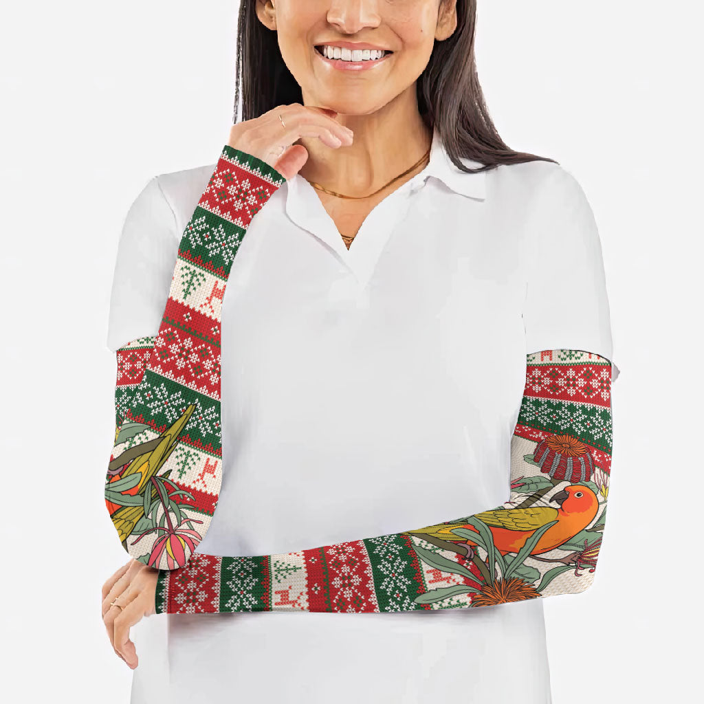 Aussie Sun Parakeet Christmas Arm Sleeves Festive Knitted Pattern Inspired