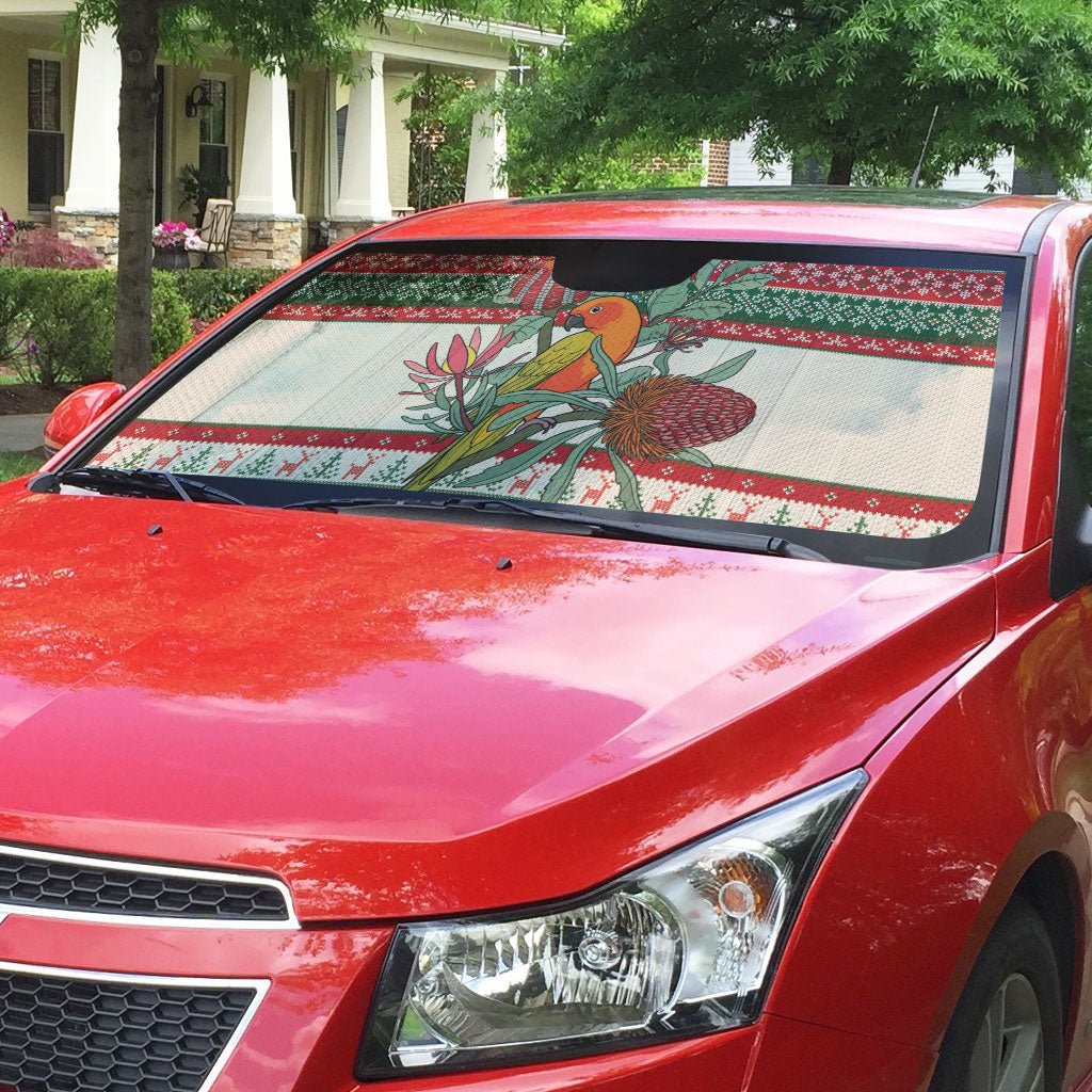 Aussie Sun Parakeet Christmas Auto Sun Shade Festive Knitted Pattern Inspired
