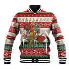 Aussie Sun Parakeet Christmas Baseball Jacket Festive Knitted Pattern Inspired