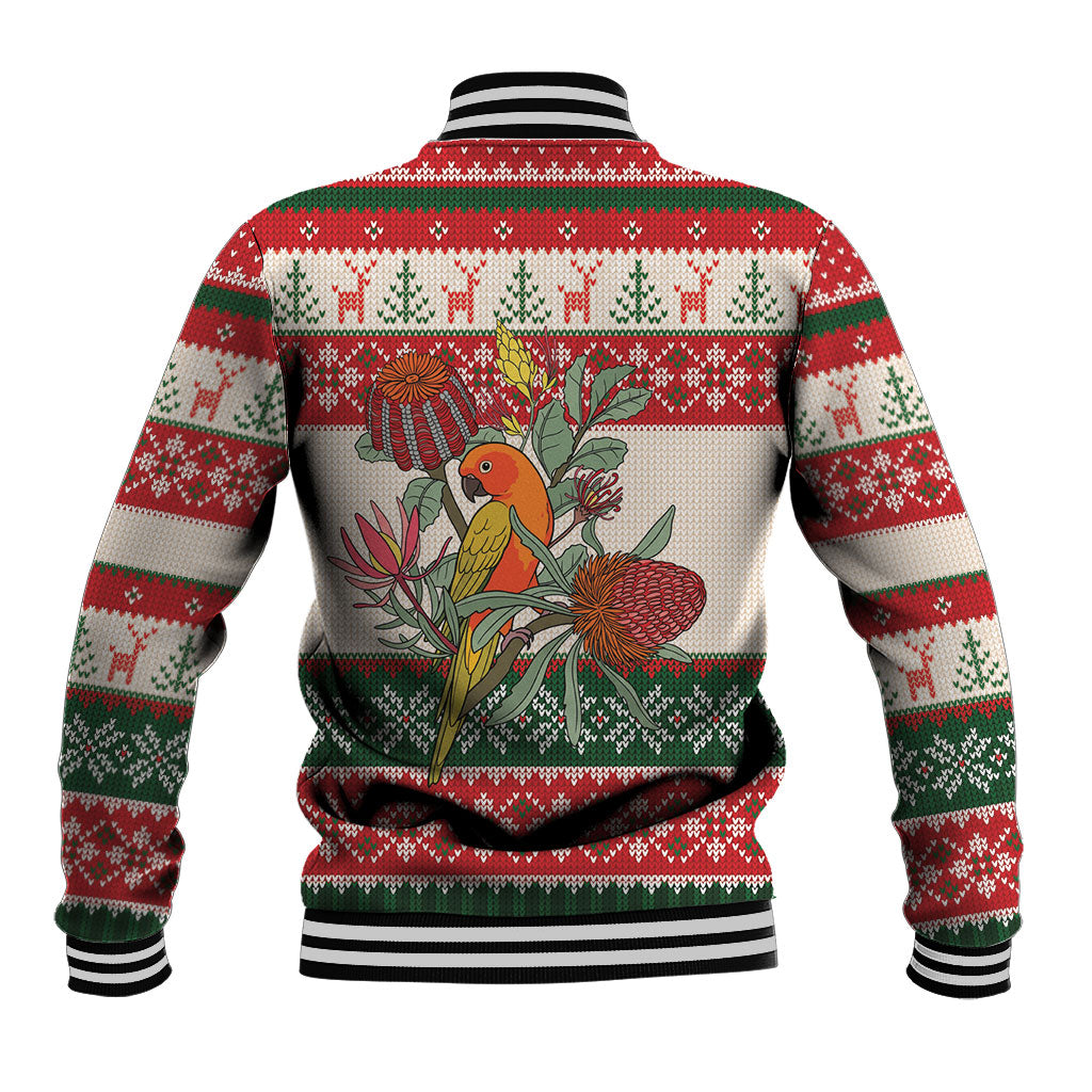 Aussie Sun Parakeet Christmas Baseball Jacket Festive Knitted Pattern Inspired