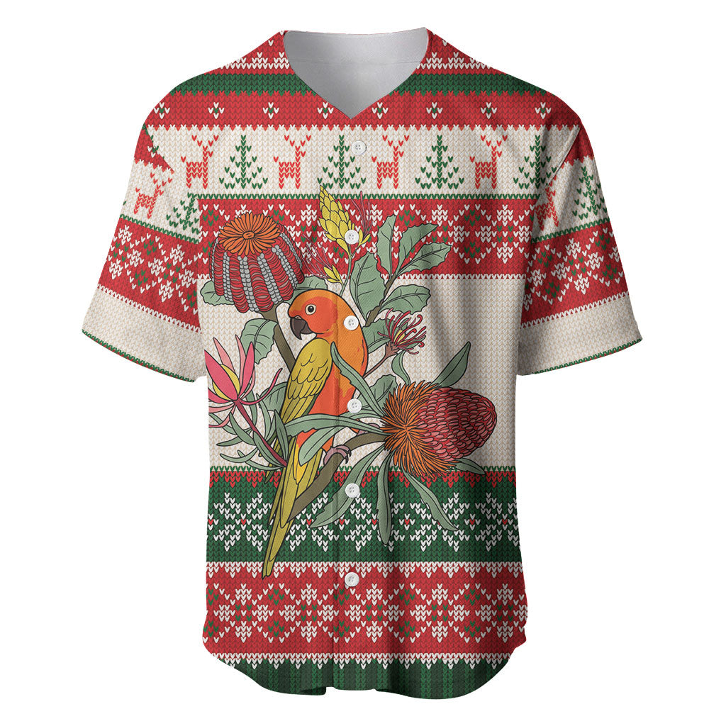 Aussie Sun Parakeet Christmas Baseball Jersey Festive Knitted Pattern Inspired