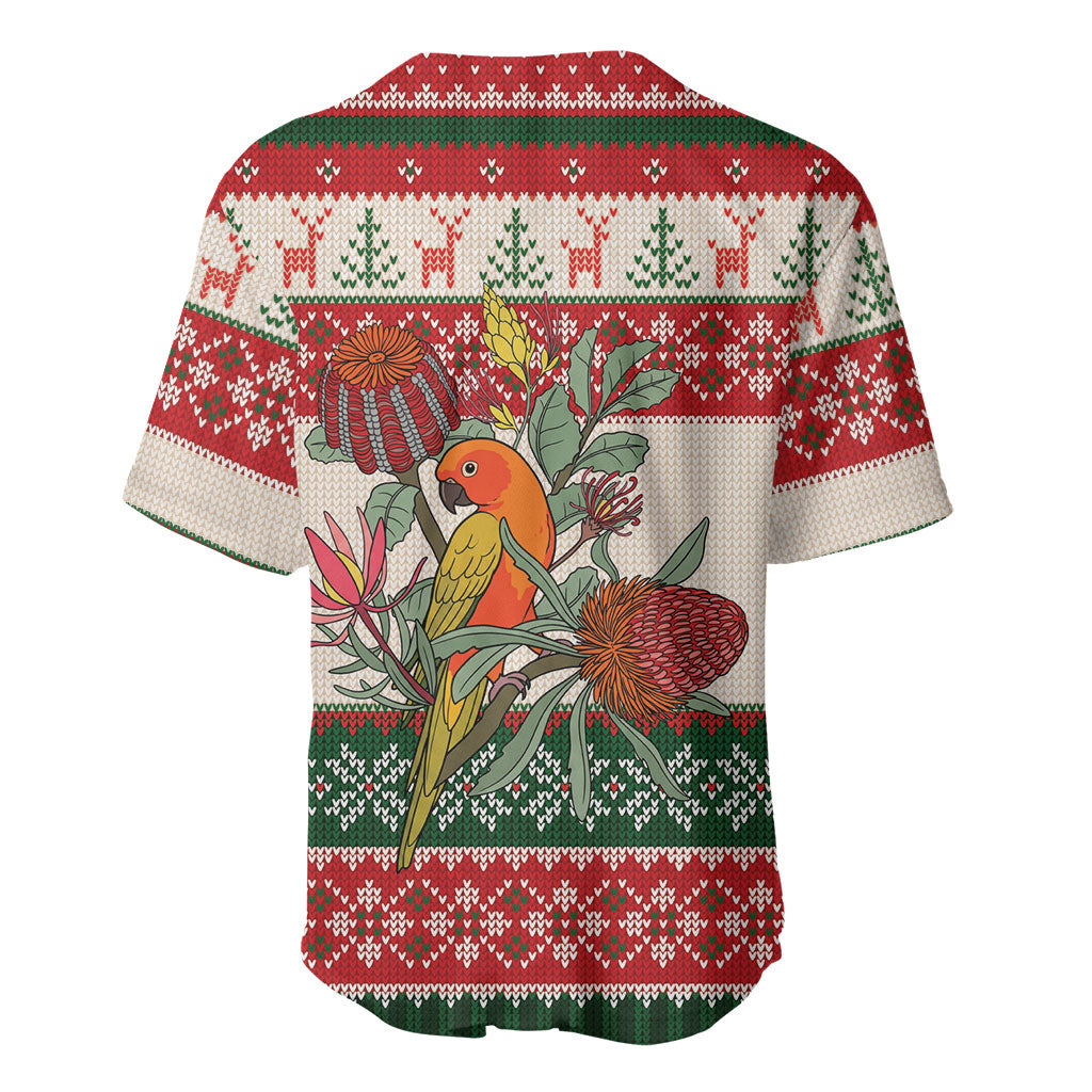Aussie Sun Parakeet Christmas Baseball Jersey Festive Knitted Pattern Inspired