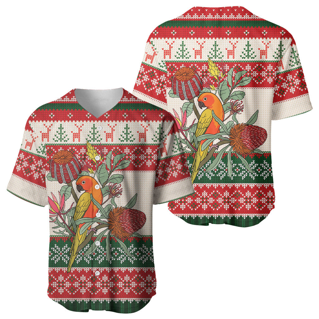 Aussie Sun Parakeet Christmas Baseball Jersey Festive Knitted Pattern Inspired